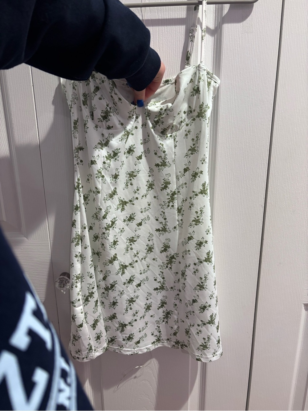 Floral Slip Cami Dress in White and Green